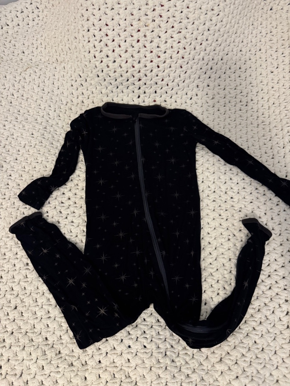Kickee Pants Black Star Print Zipper Pajama Set